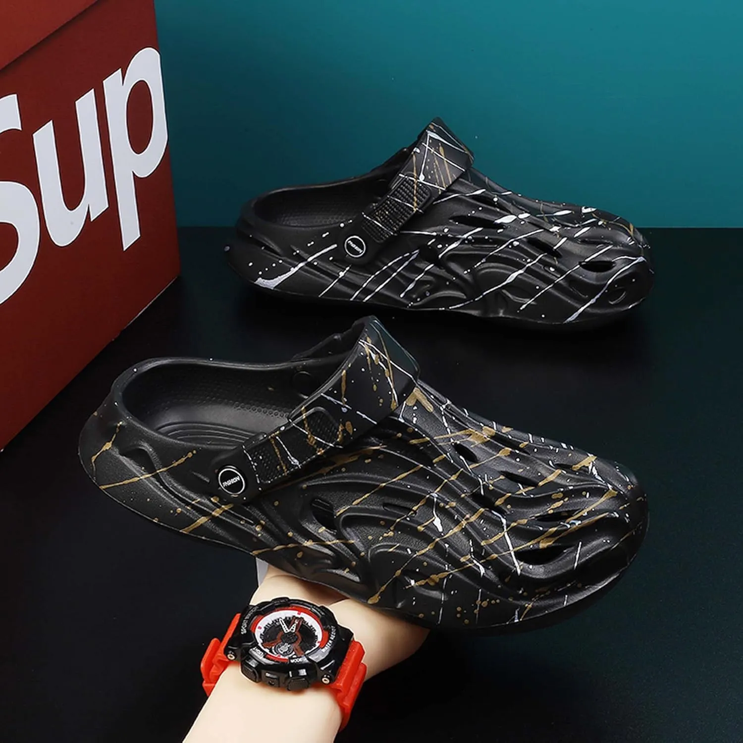 Men's chef shoes, anti slip work shoes, comfortable beach sandals, waterproof nurse slippers