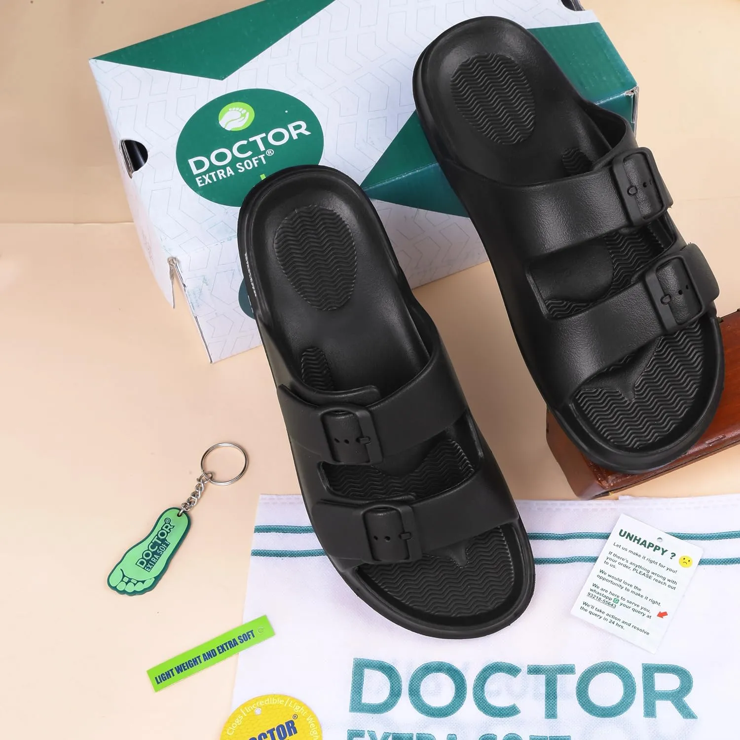 Men's Classic Cushion Sliders/Slippers with Adjustable Buckle Strap for Adult | Comfortable & LightWeight |Stylish & Anti-Skid| Waterproof & Everyday Flip Flops for Gents/Boys D-505