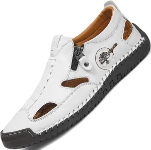 Men's Closed Toe Sandals For Men Leather Dress Mens Hiking Man White Blue Brown Black Size Summer Flip Flops Slippers Shoes Male Shoe Casual