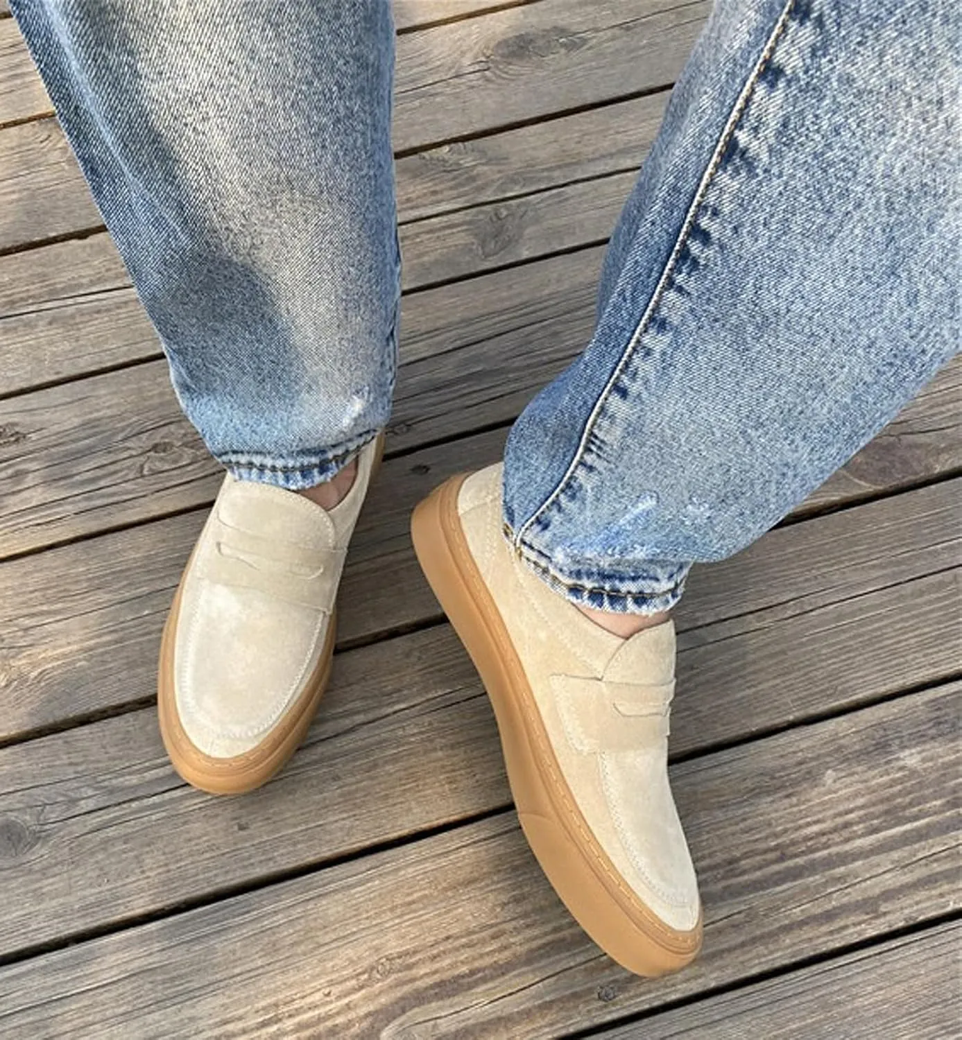 Mens Dress Shoes Slip-Ons Penny Loafers Suede Slippers Fashion Casual Business Prom Mocasines Boat Fashion Comfortable Breathable Summer Shoes for Men