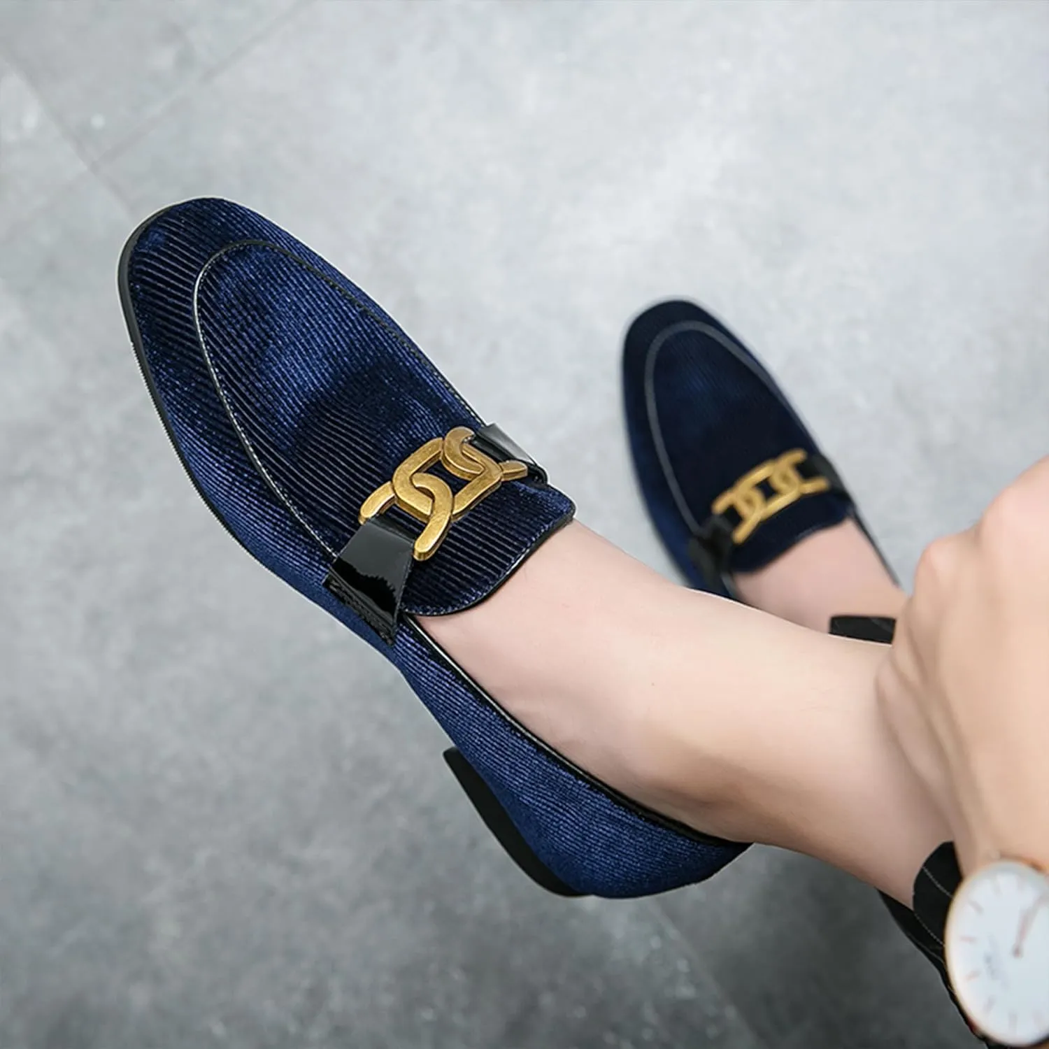 Mens Dress Shoes Velvet Loafers Double Monk Strap Vintage Fashion Slip-on Suede Loafers Non Slip Business Work Office Dress Shoes