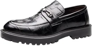 Men's Fashion Crocodile Pattern Dress Shoes Slip-On Loafers Formal Business Casual Moccasins Driving Leather Shoes