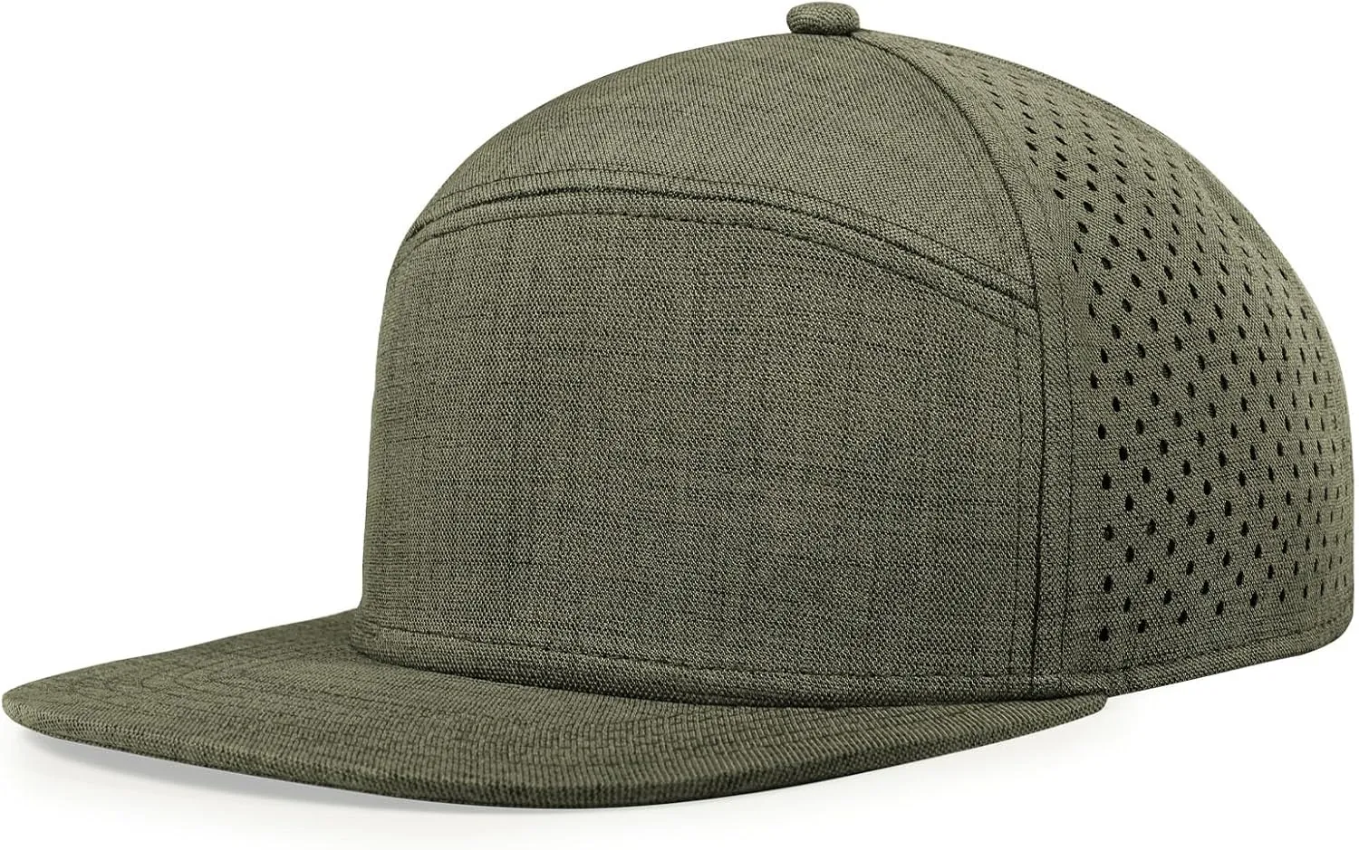 Men's Flat Brim Baseball Cap Adjustable Performance Snapback Trucker Hat Laser Perforated Cap 6 Panel Blank Hats
