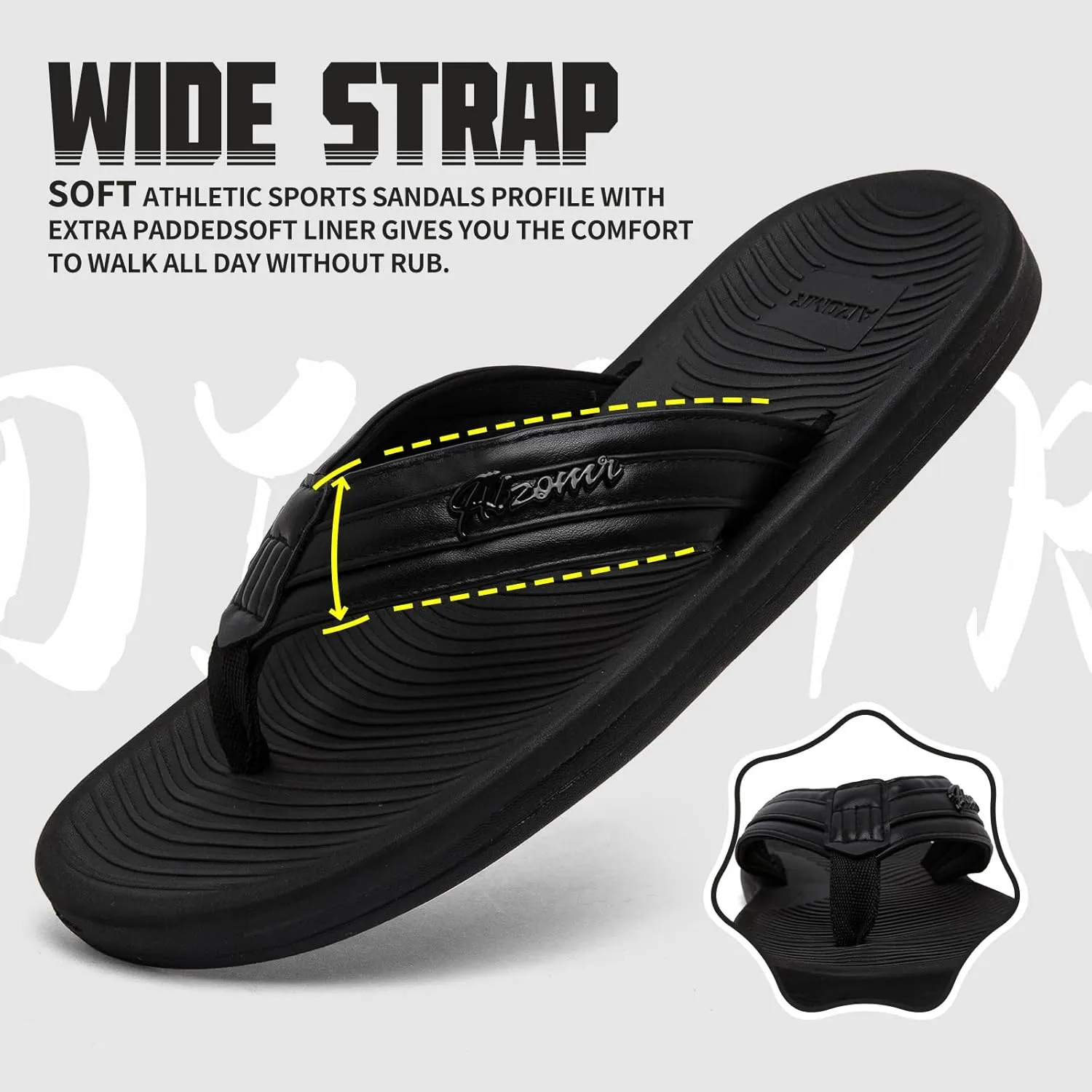 Men's Flip Flop Casual Comfortable Thong Sandals Summer Beach Lightweight Non-Slip Athletic Slide Sandals