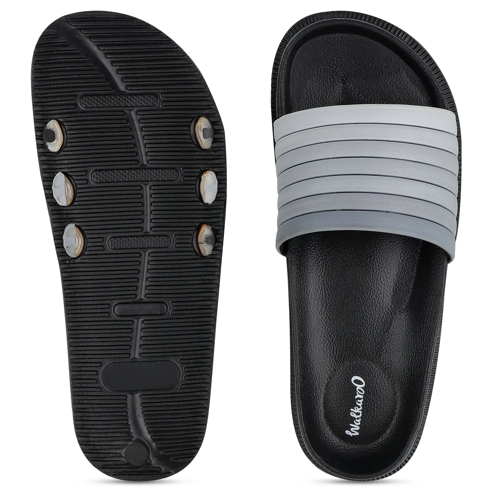 Men's Flip Flop Sliders  - WC4845 Black Grey