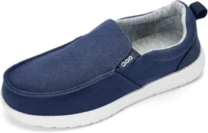 Mens Hands Free Slip-on Loafers Shoes Wide Width Casual Canvas Loafers Shoes Mens Boat Shoes Lightweight Non-Slip Walking Shoes Soft Sneakers