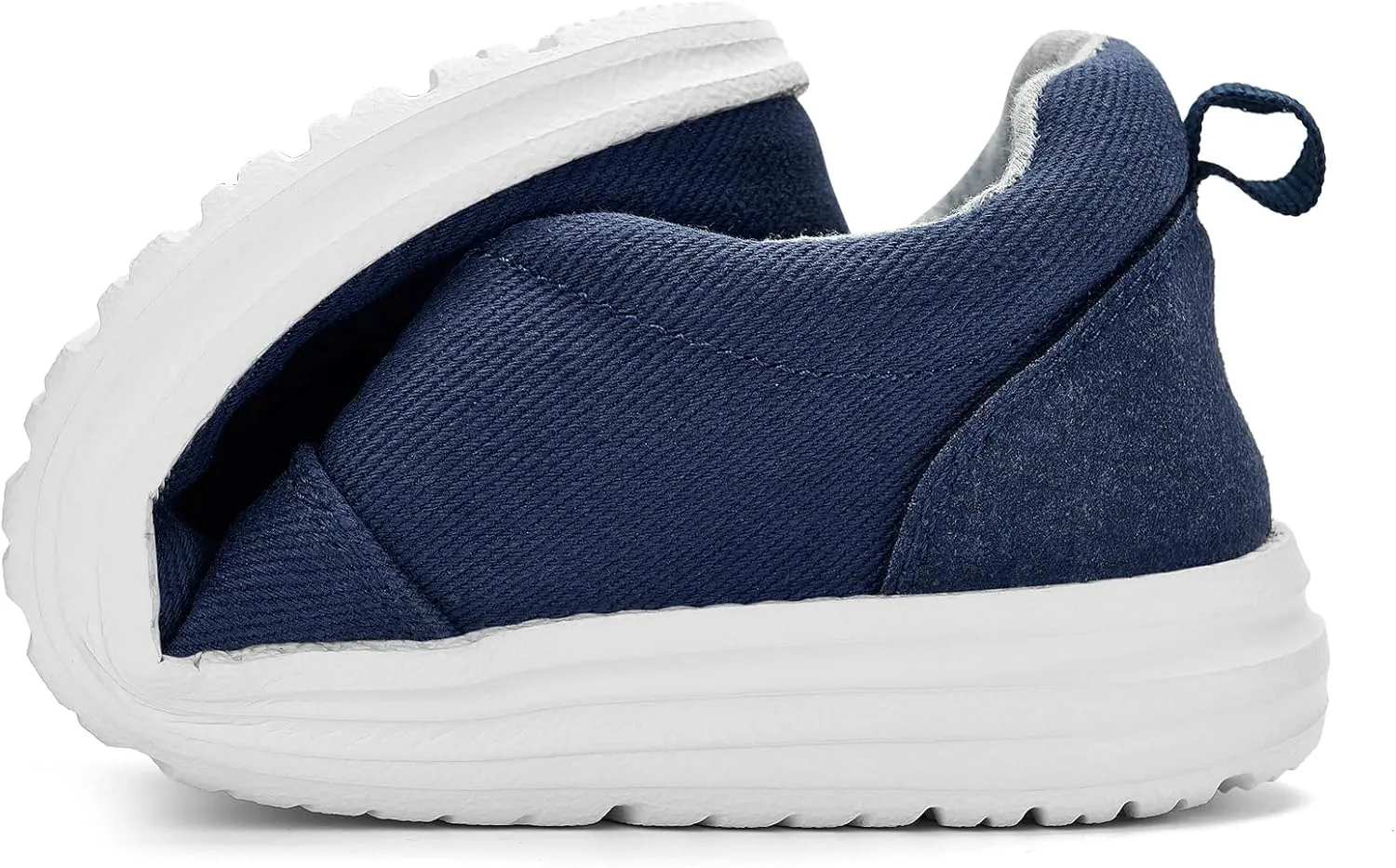 Mens Hands Free Slip-on Loafers Shoes Wide Width Casual Canvas Loafers Shoes Mens Boat Shoes Lightweight Non-Slip Walking Shoes Soft Sneakers