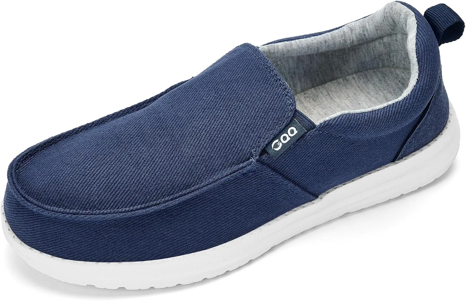 Mens Hands Free Slip-on Loafers Shoes Wide Width Casual Canvas Loafers Shoes Mens Boat Shoes Lightweight Non-Slip Walking Shoes Soft Sneakers