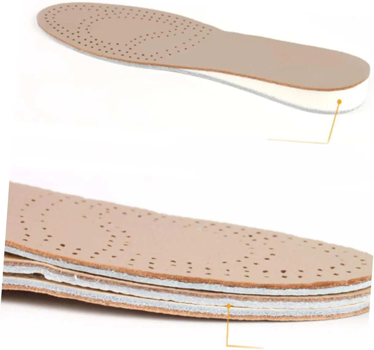 Men's Height Increase Insoles High Heel Inserts Comfortable and Odor- Cowhide for Sneakers Boots