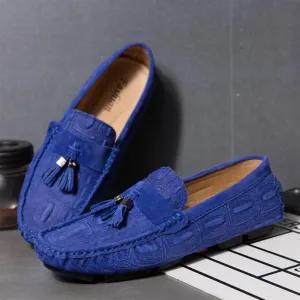 Men's Loafers Shoes Faux Suede Crocodile Print Solid Colors Moccasins Tassel Leather Anti-Slip Lightweight Resistant Casual Prom Slip On