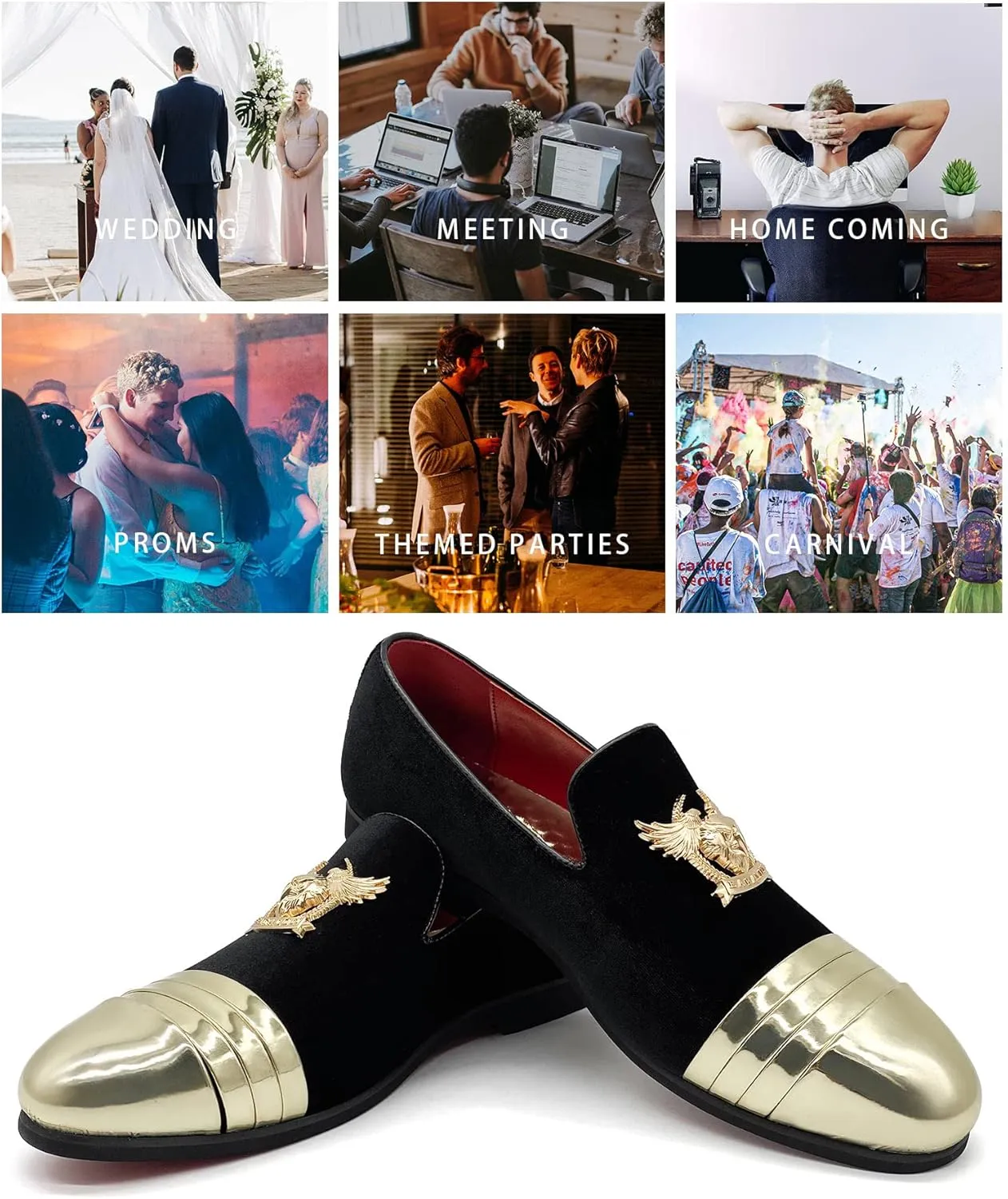 Men's Loafers Vintage Slip on Suede Dress Shoes Velvet Dress Loafers Size 7-13