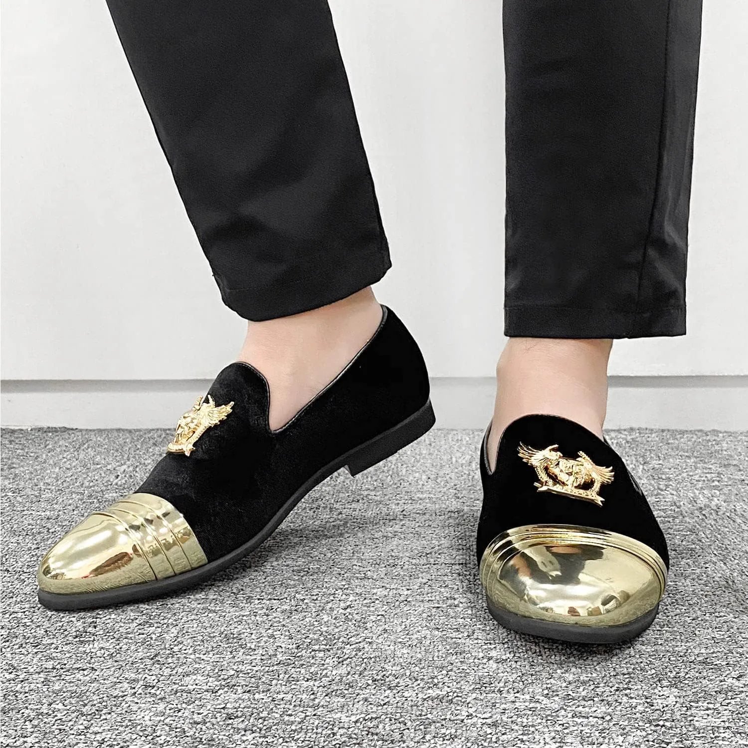 Men's Loafers Vintage Slip on Suede Dress Shoes Velvet Dress Loafers Size 7-13