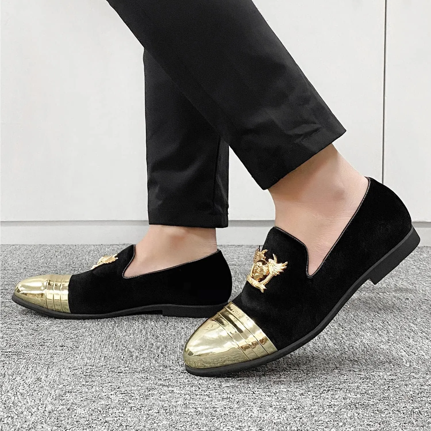Men's Loafers Vintage Slip on Suede Dress Shoes Velvet Dress Loafers Size 7-13