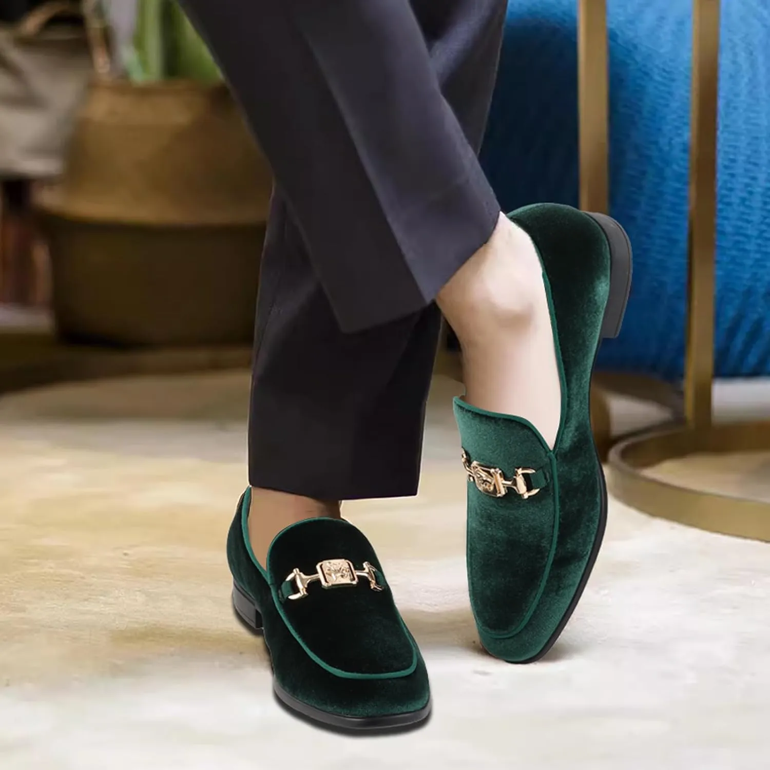 Men's Penny Slip-on Velvet Loafer Luxury Suede Tuxedo Dress Shoes Fancy Smoking Slipper Party Prom Wedding Shoes Comfortable Lightweight