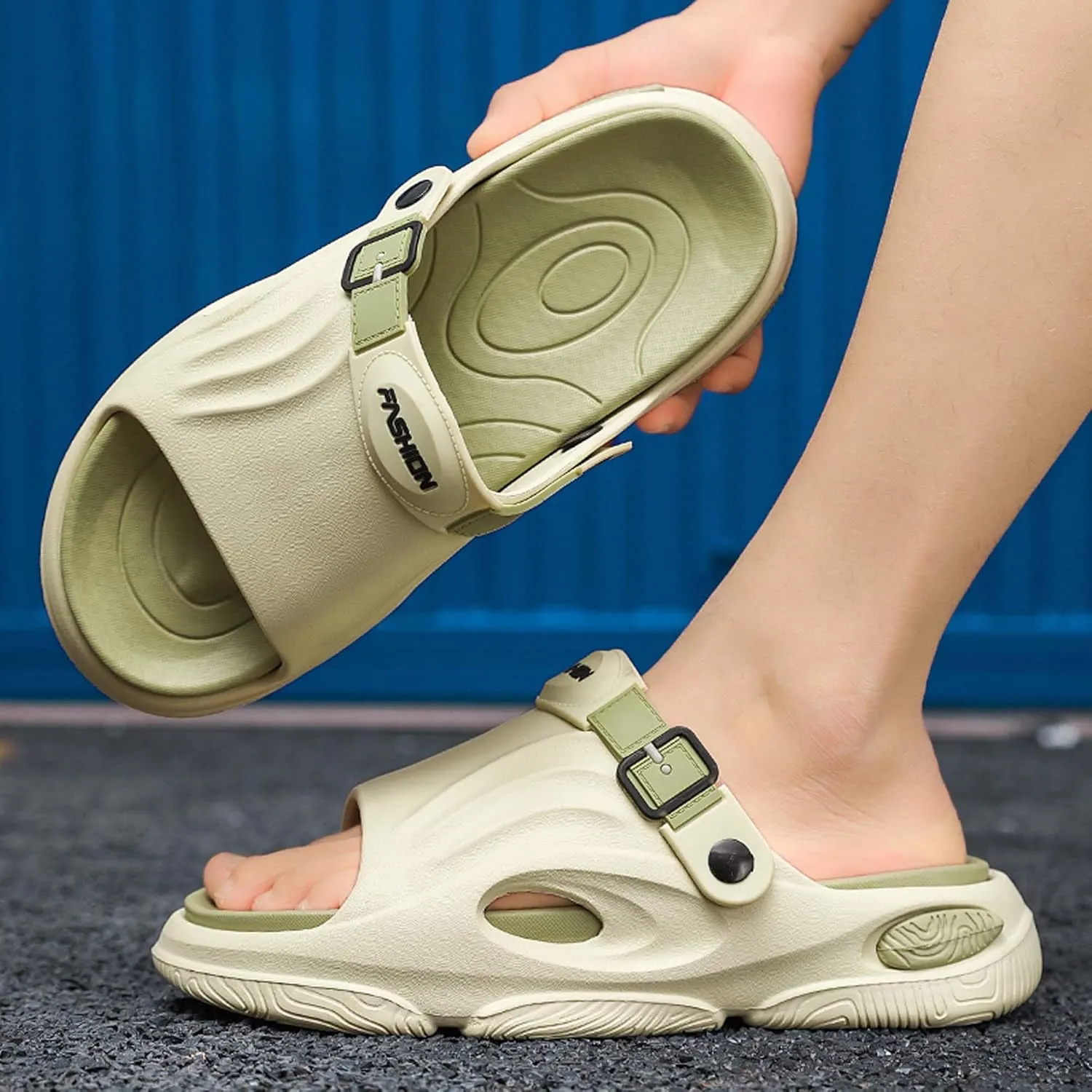 Men's Shallow Mouth Wide Casual Garden Shoes, Comfortable Swimming Pool Walking Shoes, Classic Lightweight Comfortable Beach Wading Shoes