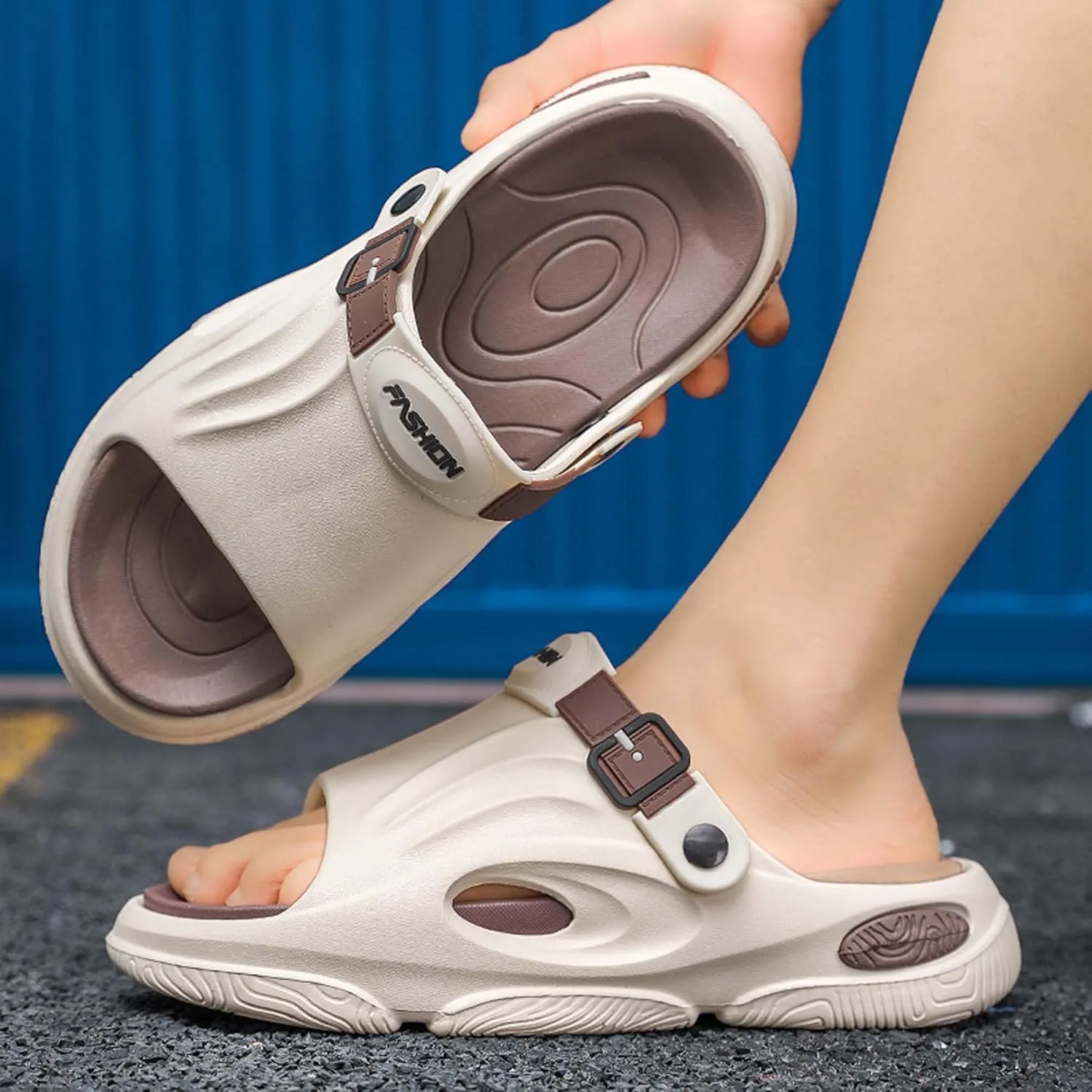 Men's Shallow Mouth Wide Casual Garden Shoes, Comfortable Swimming Pool Walking Shoes, Classic Lightweight Comfortable Beach Wading Shoes