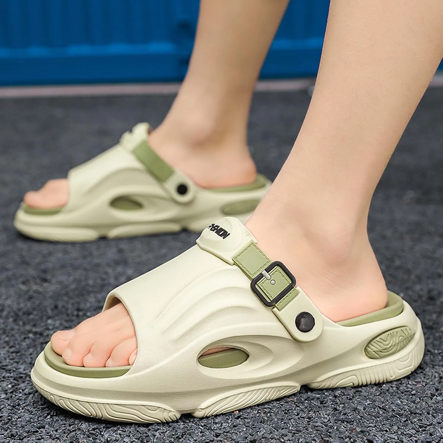 Men's Shallow Mouth Wide Casual Garden Shoes, Comfortable Swimming Pool Walking Shoes, Classic Lightweight Comfortable Beach Wading Shoes