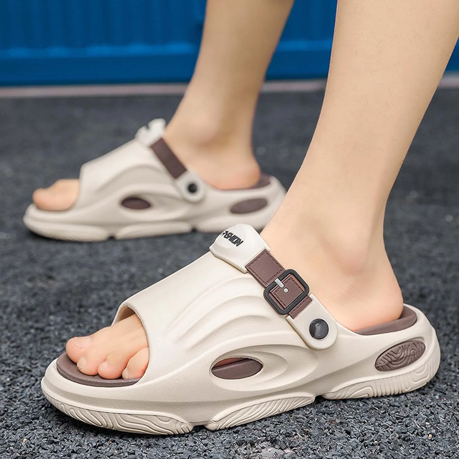 Men's Shallow Mouth Wide Casual Garden Shoes, Comfortable Swimming Pool Walking Shoes, Classic Lightweight Comfortable Beach Wading Shoes