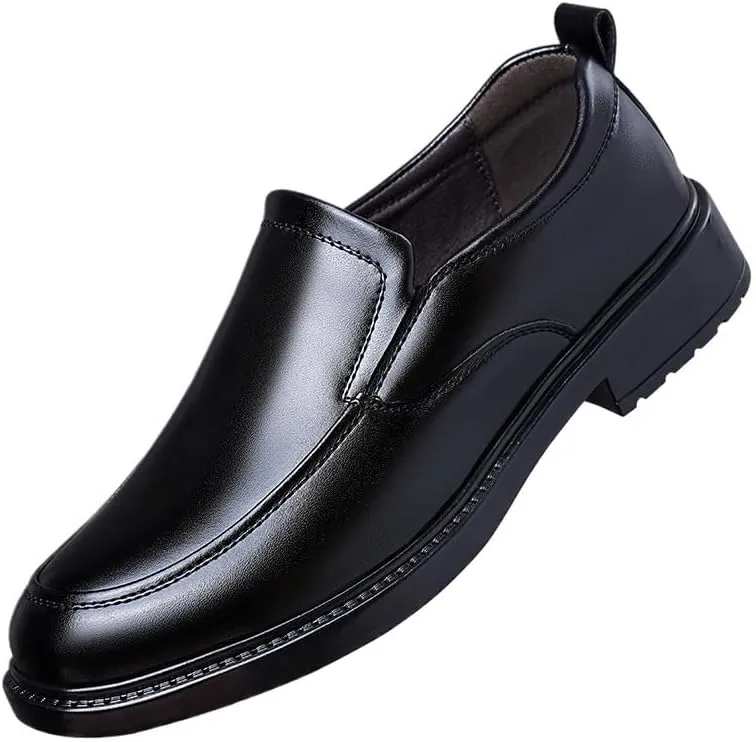 Men's Slip-On Leather Mixed-Material Design for College Campus & Student Gatherings