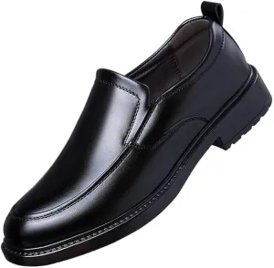 Men's Slip-On Leather Mixed-Material Design for College Campus & Student Gatherings