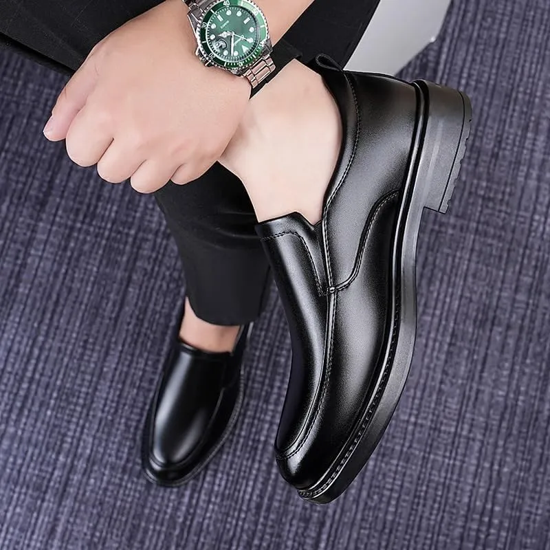 Men's Slip-On Leather Mixed-Material Design for College Campus & Student Gatherings