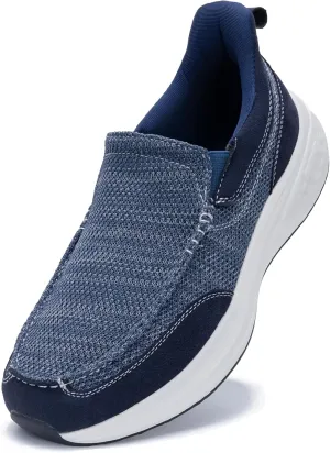 Mens Slip On Shoes Casual Comfortable Loafers Arch Support Sneakers Lightweight Platform Canvas Boat Walking Shoes