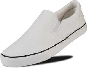 Men's Sneakers Classic Low Top Slip On Shoes Wide Canvas Skate Loafers Sneakers with Soft Insole Causal Dress Shoes for Men Comfortable Walking Shoes Slip on Sneakers for Men