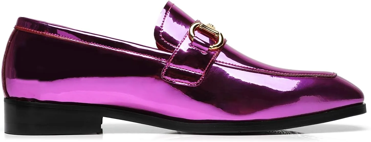 Men's Tuxedo Patent Leather Loafers Fashion Buckle Comfortable Dress Shoes
