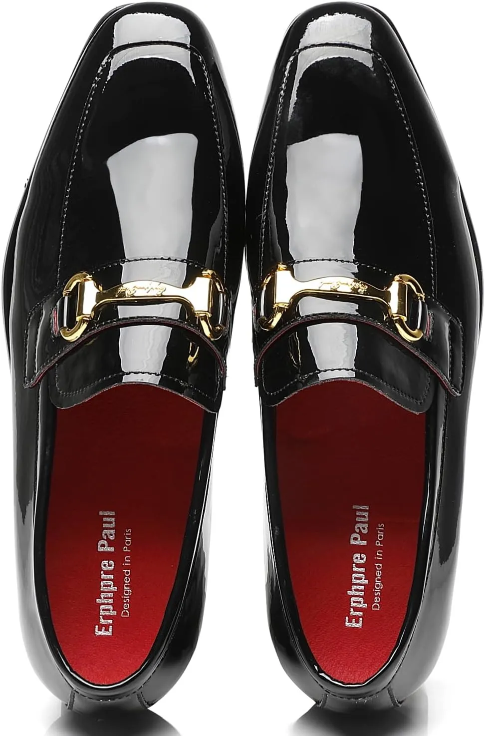 Men's Tuxedo Patent Leather Loafers Fashion Buckle Comfortable Dress Shoes