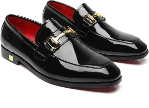 Men's Tuxedo Patent Leather Loafers Fashion Buckle Comfortable Dress Shoes