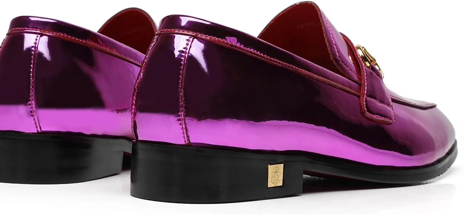 Men's Tuxedo Patent Leather Loafers Fashion Buckle Comfortable Dress Shoes