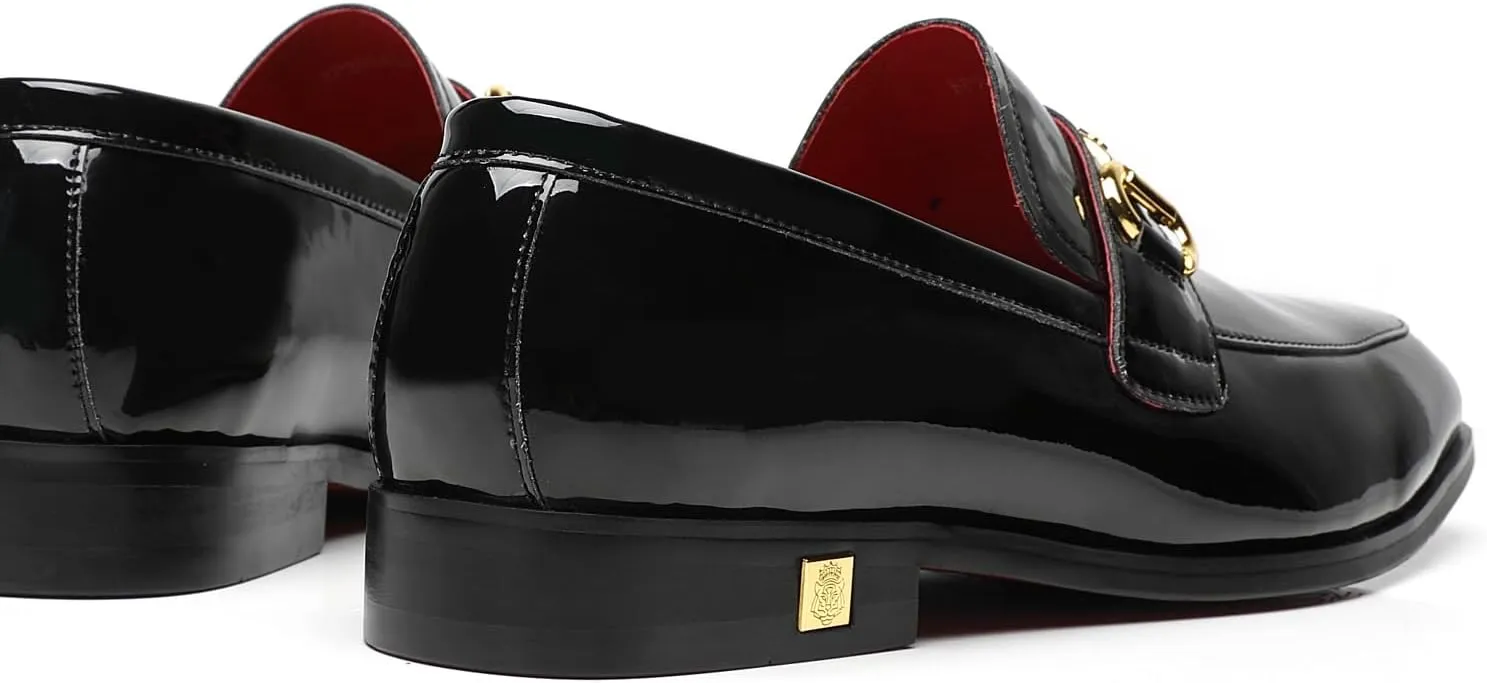 Men's Tuxedo Patent Leather Loafers Fashion Buckle Comfortable Dress Shoes