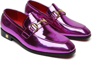 Men's Tuxedo Patent Leather Loafers Fashion Buckle Comfortable Dress Shoes