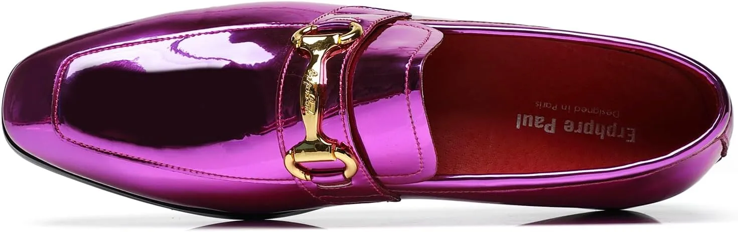 Men's Tuxedo Patent Leather Loafers Fashion Buckle Comfortable Dress Shoes