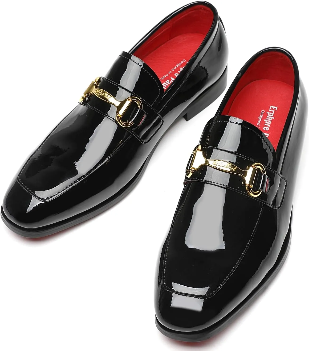 Men's Tuxedo Patent Leather Loafers Fashion Buckle Comfortable Dress Shoes