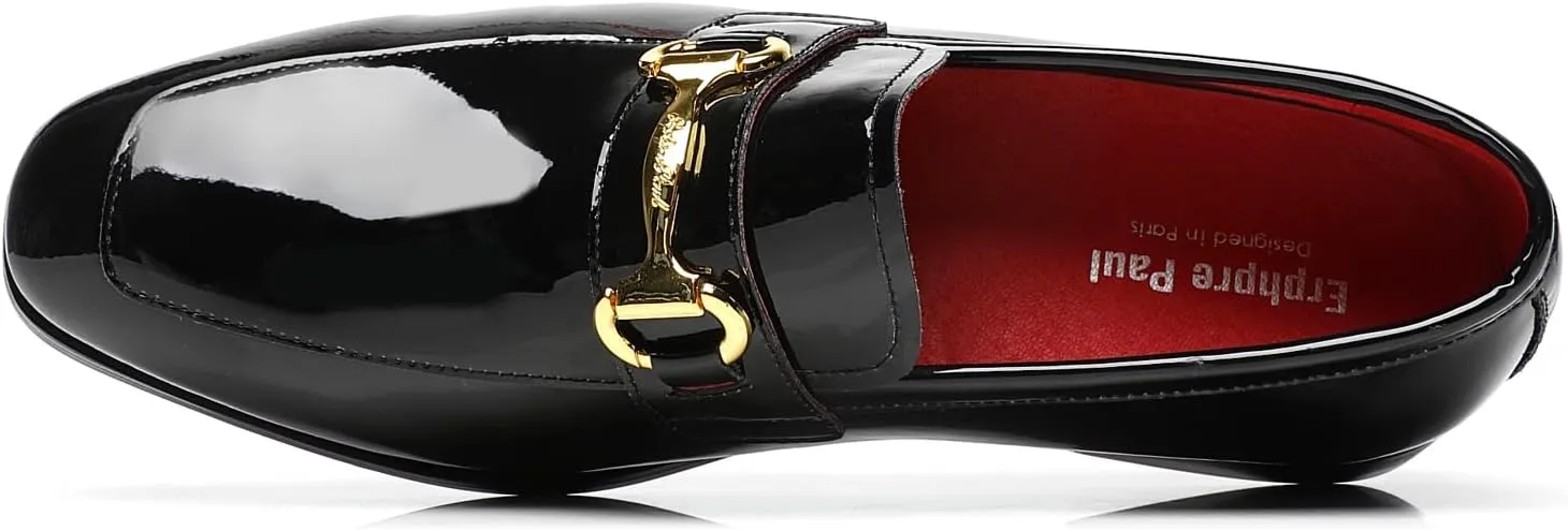 Men's Tuxedo Patent Leather Loafers Fashion Buckle Comfortable Dress Shoes