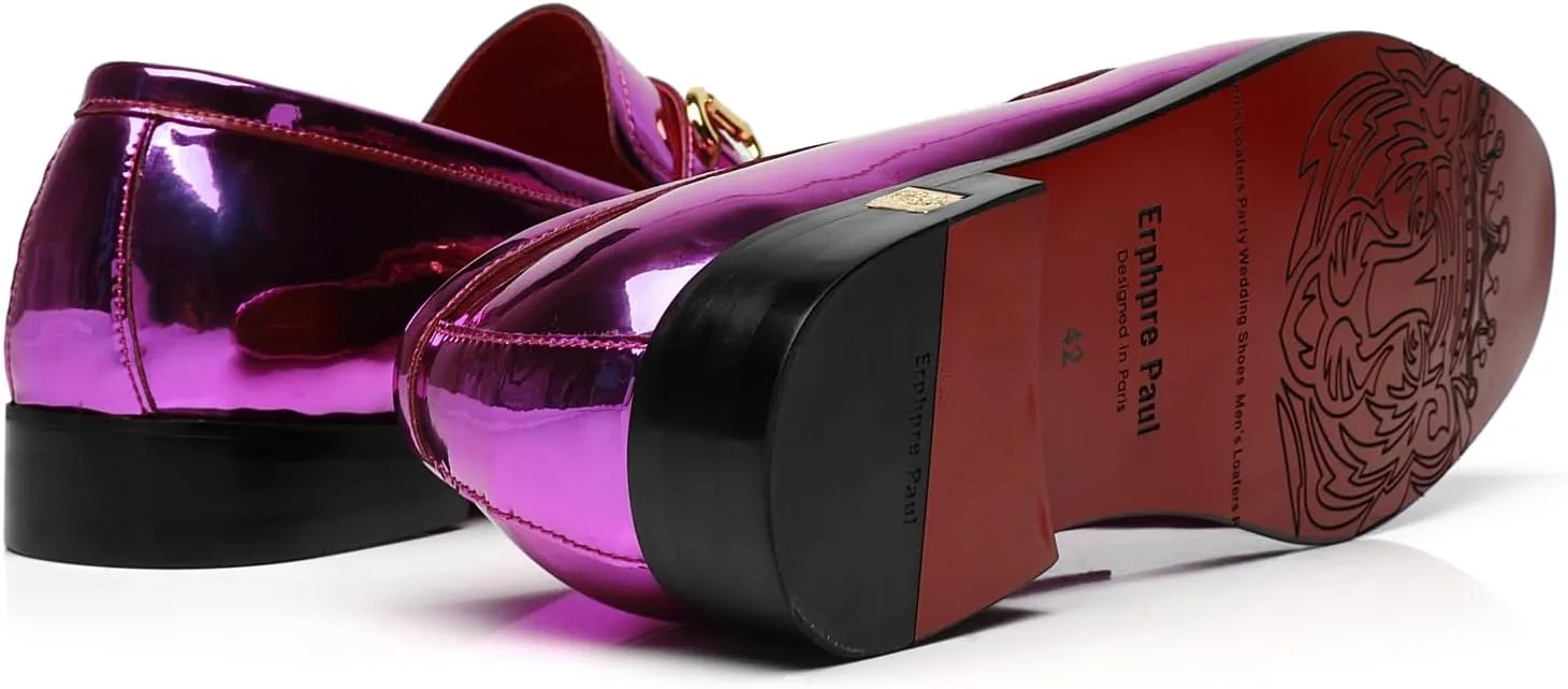 Men's Tuxedo Patent Leather Loafers Fashion Buckle Comfortable Dress Shoes