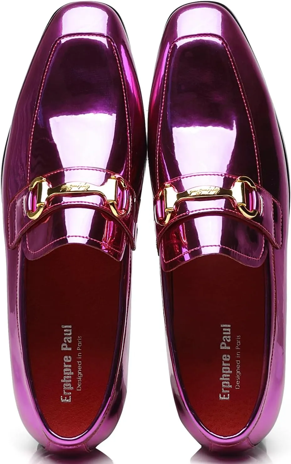 Men's Tuxedo Patent Leather Loafers Fashion Buckle Comfortable Dress Shoes