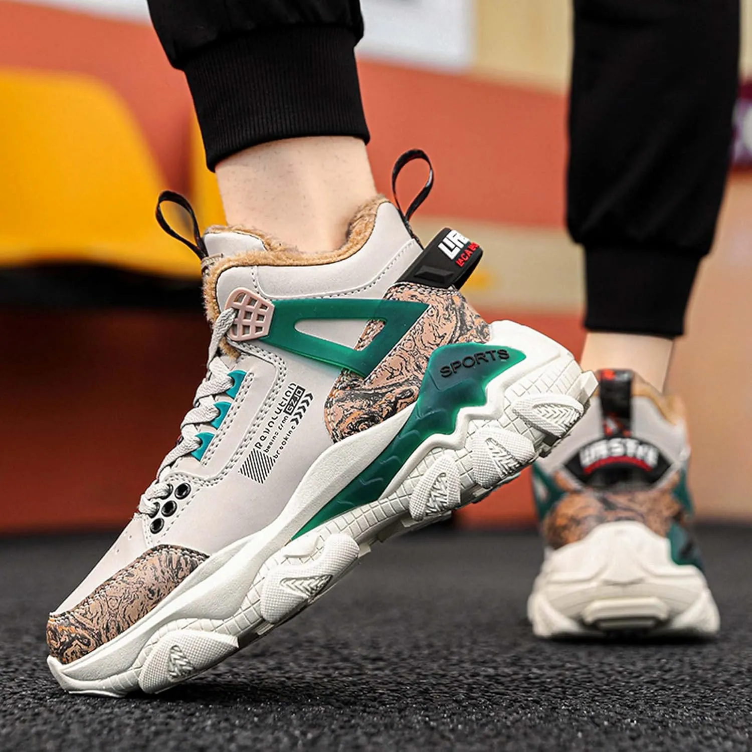 Men's Wnter Casual Sports Shoes - Plush Thick Warm Shoes - Fashionable Snow Shoes - Outdoor Jogging Shoes