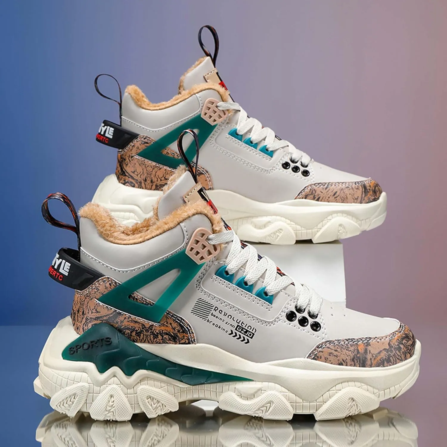 Men's Wnter Casual Sports Shoes - Plush Thick Warm Shoes - Fashionable Snow Shoes - Outdoor Jogging Shoes