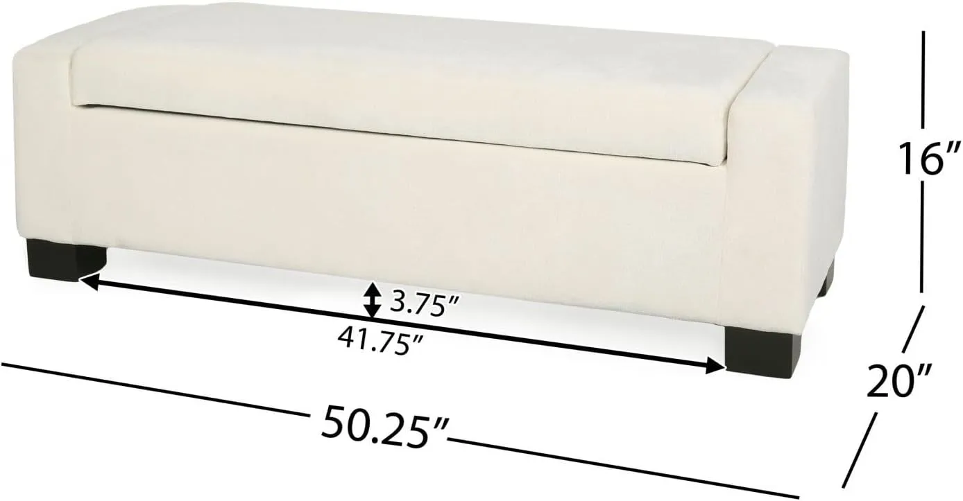 Merax 50" Ottoman Bench with Storage, Upholstered Seating Foot Rest Stool Furniture for Bedroom, Living Room, Entryway, White