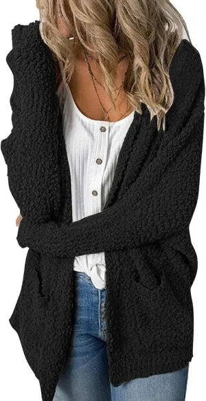 MEROKEETY Women's Long Sleeve Soft Chunky Knit Sweater Open Front Cardigans Outwear Coat