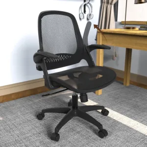 Mesh Seat Office Computer Chair with Height Adjustable Flip Up Arms Swivel Wheels for Adults