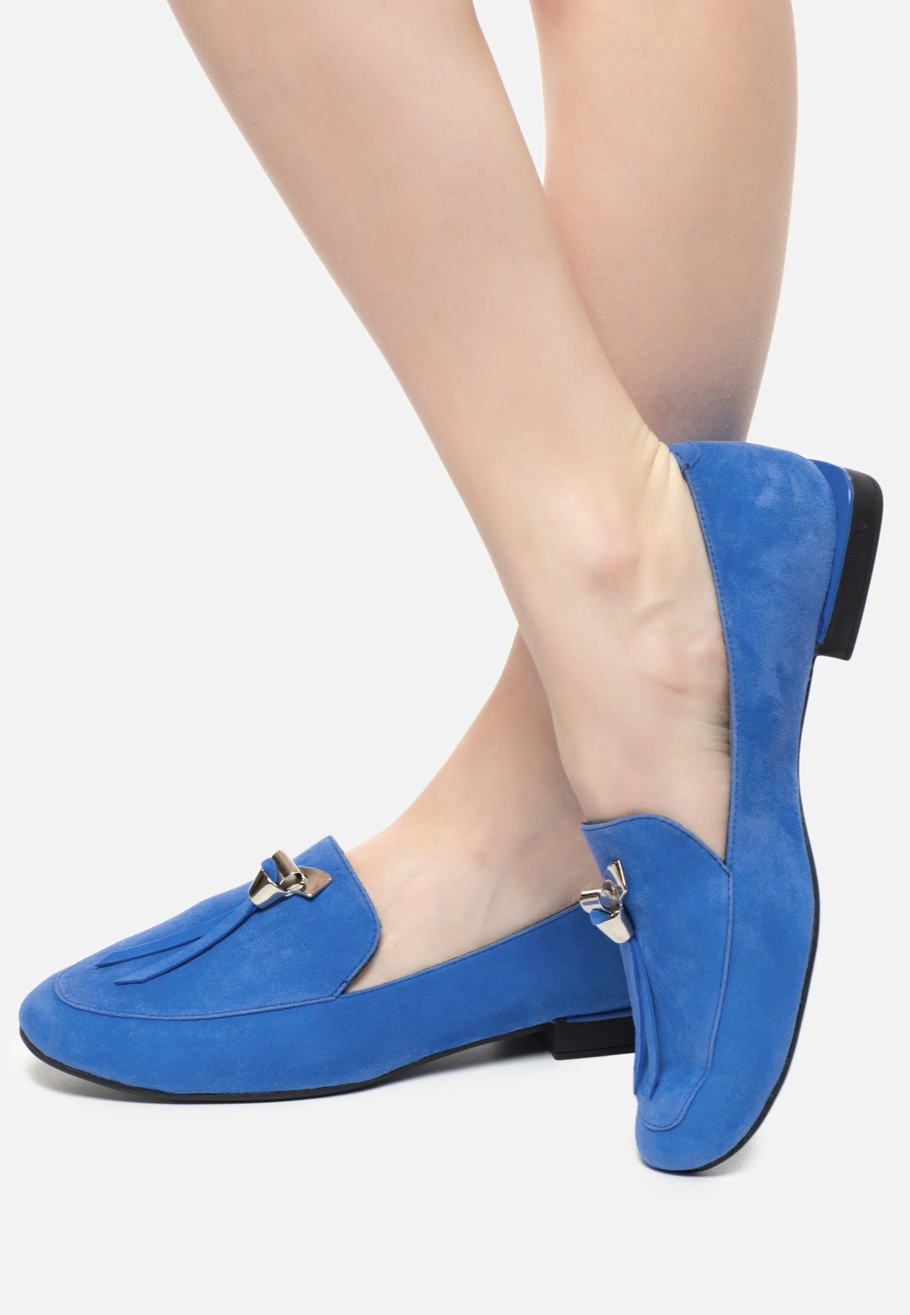Metal Accent Loafers - Blue