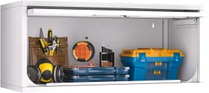 Metal Wall Storage Cabinet, Wall-Mounted Storage Cabinets with Up-Flip Doors, Steel Small Floating Garage Wall Cabinets with Lock for Home, White