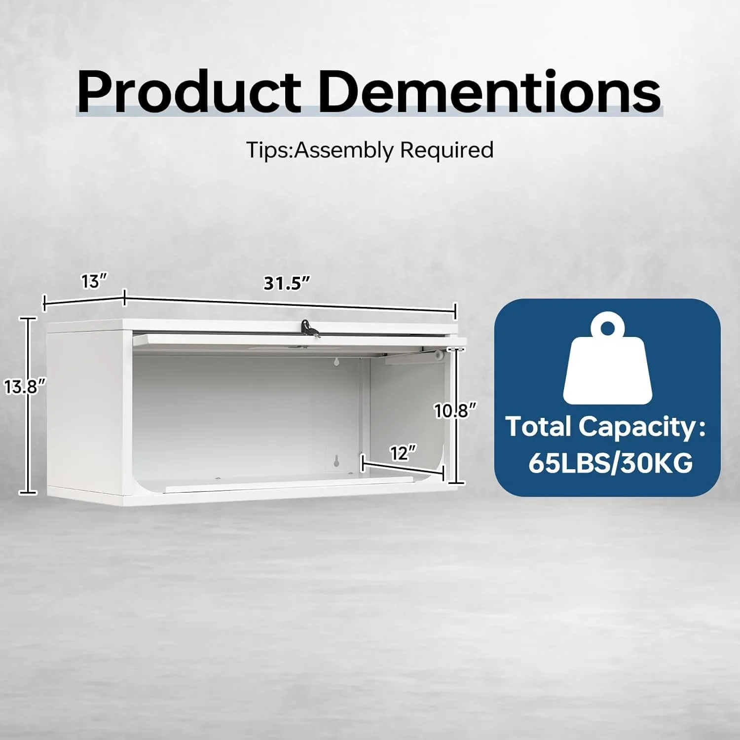 Metal Wall Storage Cabinet, Wall-Mounted Storage Cabinets with Up-Flip Doors, Steel Small Floating Garage Wall Cabinets with Lock for Home, White