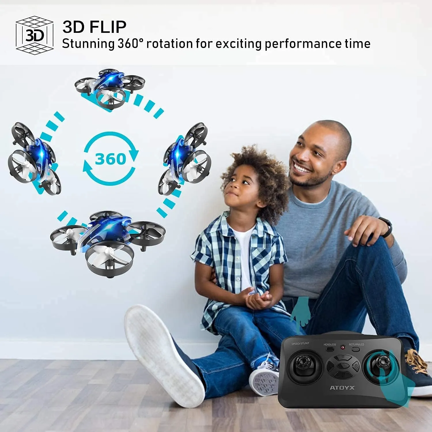 Mini Drone for Kids & Beginners, Indoor Portable Hand Operated/RC Nano Helicopter Quadcopter with Auto Hovering, Headless Mode & Remote Control, Children's Day Gift for Boys and Girls -Blue