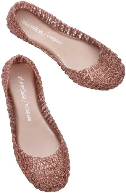 mini melissa Campana Papel Flats for Kids - Comfortable & Cute Closed-Toe Jelly Flat Shoes with Interwoven Cut-Out Design for Girls