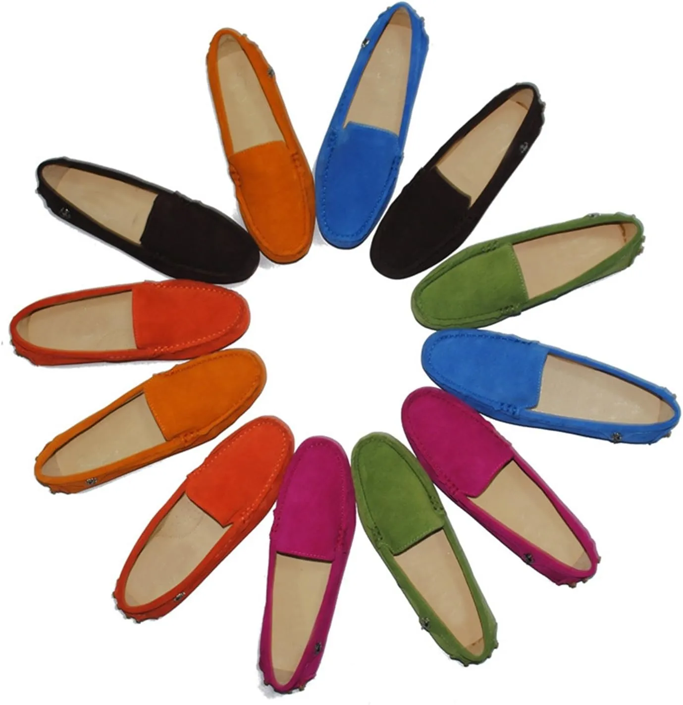 Minishion Loafers for Women Comfortable Suede Driving Shoes YB9601