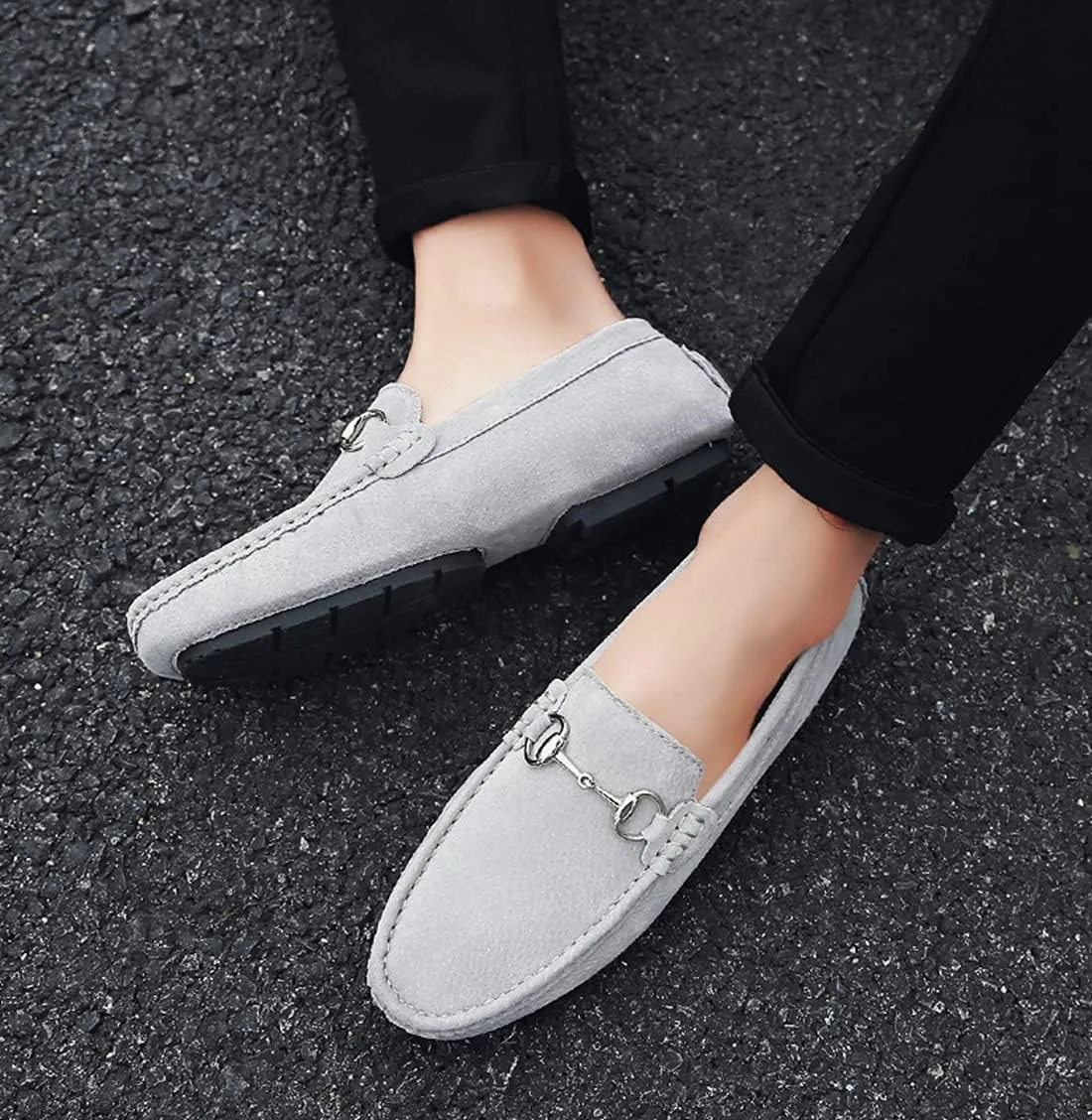 Minishion Suede Loafers Mens Shoes Casual Dress Shoes 2090#